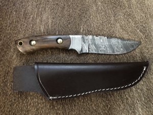 SOS Damascus *PUMA SkinMaster* Knife with Walnut Handle & Leather Sheath