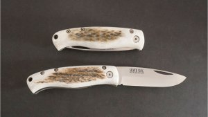 Silver Stag 3.0 " Blade Liner Lock Folding Knife with Stag Antler Handle