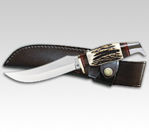 Linder Classic Skinner with 6" Carbon Upswept Steel Blade and Stag Antler Handle