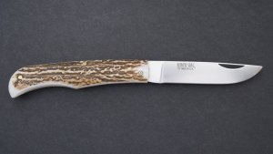 Silver Stag Large 4" Blade Back Lock Folding Knife with Stag Antler Handle