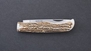 Silver Stag Large 4" Blade Back Lock Folding Knife with Stag Antler Handle