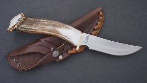 Silver Stag Crown Series Mountain Edge Knife with Stag Antler Handle