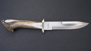 Silver Stag Crown Series Pacific Bowie Knife with Stag Antler Handle