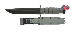 Ka-Bar Knife: Kabar Foliage Green Plain-Edge Marine Knife with Hard Sheath