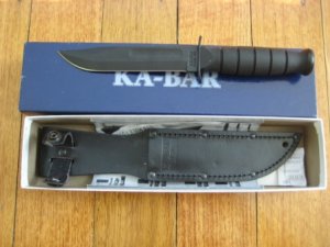 Ka-Bar Knife: Kabar Black Short straight blade USA Knife