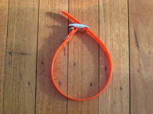 SOS Blaze Orange Dog Collar 2.5cm Wide 65cm with Silver Buckle