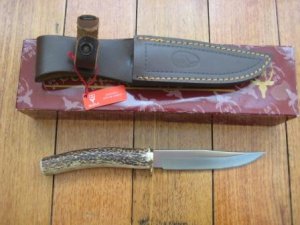 Muela Knife: Muela CI12A Knife with Stag Handle, Sheath and Box