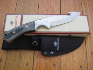 Guthook Knives: Winchester Black/Grey laminated Handle Fixed Blade Guthook Knife