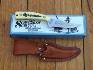 Schrade USA-Made Vintage Ducks Unlimited Scrimshawed Sharp Finger