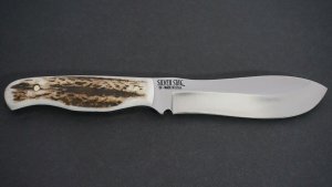 Silver Stag Slab Series Tyler Hunter Skinner Stag Antler Handle