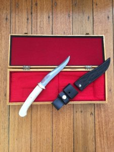 Keith Fludder Original Damascus blade Dagger in Wooden Display Box