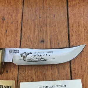 Schrade Knife: USA-made Schrade Ducks Unlimited 165DU collectable knife