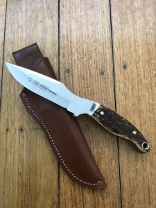 Puma Knife: Puma Hunters Companion with Stag Handle leather sheath Circa 2002-03