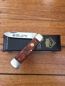 Puma Knife: Puma Wurzelholz Folding Lock Knife with Root Wood Handle