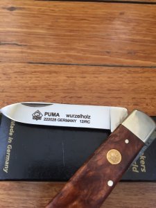 Puma Knife: Puma Wurzelholz Folding Lock Knife with Root Wood Handle