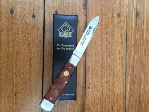 Puma Knife: Puma Wurzelholz Folding Lock Knife with Root Wood Handle