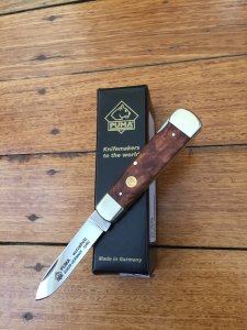 Puma Knife: Puma Wurzelholz Folding Lock Knife with Root Wood Handle