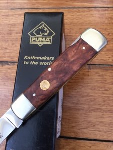 Puma Knife: Puma Wurzelholz Folding Lock Knife with Root Wood Handle