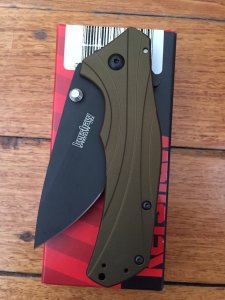Kershaw Knife: Kershaw KnockOut Olive and Black SpeedSafe Folding Knife