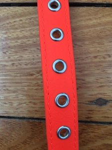 SOS Blaze Orange Dog Padded Collar 2.0cm Wide 55cm Long with Silver Buckle