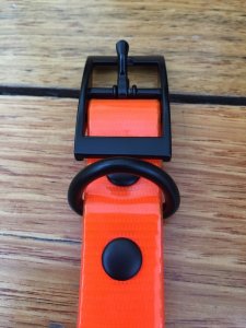 SOS Blaze Orange Dog Collar 2.5cm Wide 65cm with Black Buckle