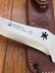 Puma Knife: Puma Skinner II Laser Cut with Stag Handle and Tan leather sheath