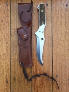 Puma Knife: Puma Skinner II Laser Cut with Stag Handle and Tan leather sheath