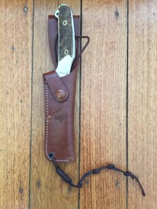 Puma Knife: Puma Skinner II Laser Cut with Stag Handle and Tan leather sheath