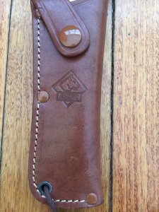 Puma Knife: Puma Skinner II Laser Cut with Stag Handle and Tan leather sheath