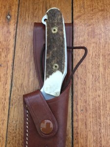 Puma Knife: Puma Skinner II Laser Cut with Stag Handle and Tan leather sheath