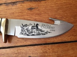 Buck Knife: Buck Model 191 1994 Custom Ducks Unlimited Gut Hook Knife