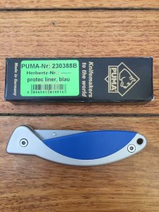 Puma Knife: Puma Protec Liner Lock Blue Handled Knife