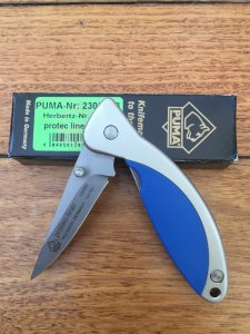 Puma Knife: Puma Protec Liner Lock Blue Handled Knife