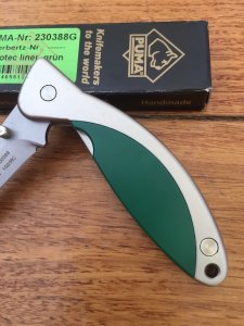 Puma Knife: Puma Protec Liner Lock Green Handled Knife
