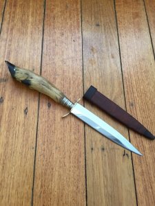 Puma Knife: Puma Handmade Vintage Forest Hunting Knife with Sterling Silver & Roe Deer Foot Handle
