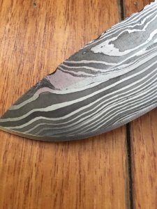 SOSDF Knife: 200 Layer Damascus Blue Camel Bone Skinning Knife