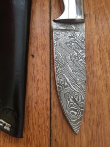 SOSDF Knife: 200 Layer Damascus Yellow Camel Bone Skinning Knife