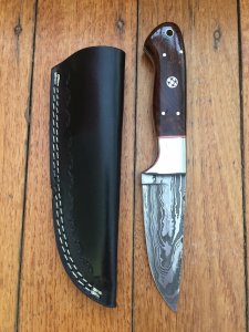 SOSDF Knife: 200 Layer Damascus Rosewood Handled Skinning Knife