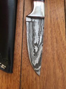 SOSDF Knife: 200 Layer Damascus Rosewood Handled Skinning Knife