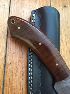 SOSDF Knife: 200 Layer Damascus Tiger Striped Rosewood Handled Upswept Skinning Knife