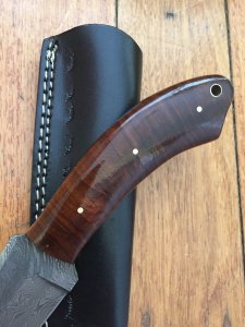 SOSDF Knife: 200 Layer Damascus Tiger Striped Rosewood Handled Upswept Skinning Knife