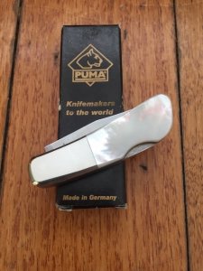 Puma Knife: Puma 2004 German Micro Folding Knife with Mother of Pearl Handle