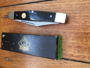 Puma Knife: Puma Original Stockman Knife with Black Buffalo Horn Handle