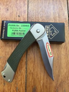 Puma Knife: PUMA Packer Folding Lock Knife With Khaki Green Handle.