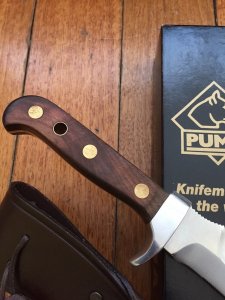 Puma Knife: Puma  Current Model Automesser Plumwood Handle White Hunter Knife