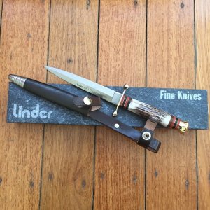 Linder Sambar Stag Handled German Stiletto Dagger Knife