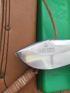 Puma Knife: Puma Rare 1985 Auto White Hunter Knife with 2 sheathes and original Plastic Box