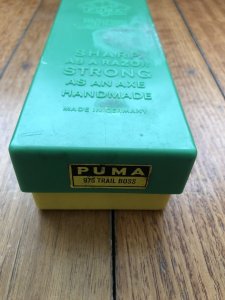 Puma Knife: Puma 1974 Trail Boss/Emperor 975 Folding Knife with Jacaranda Handle Original Box and matching Warranty