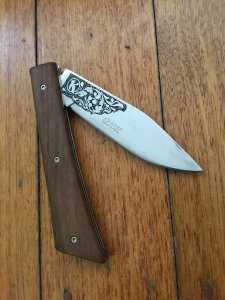 Kizlyar Knife: Kizlyar Ornate Half Pattern Blade Folding Knife