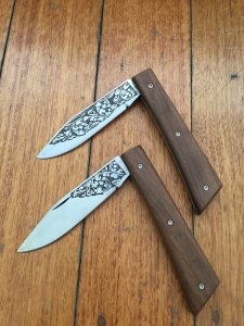 Kizlyar Knife: Kizlyar Ornate Half Pattern Blade Folding Knife